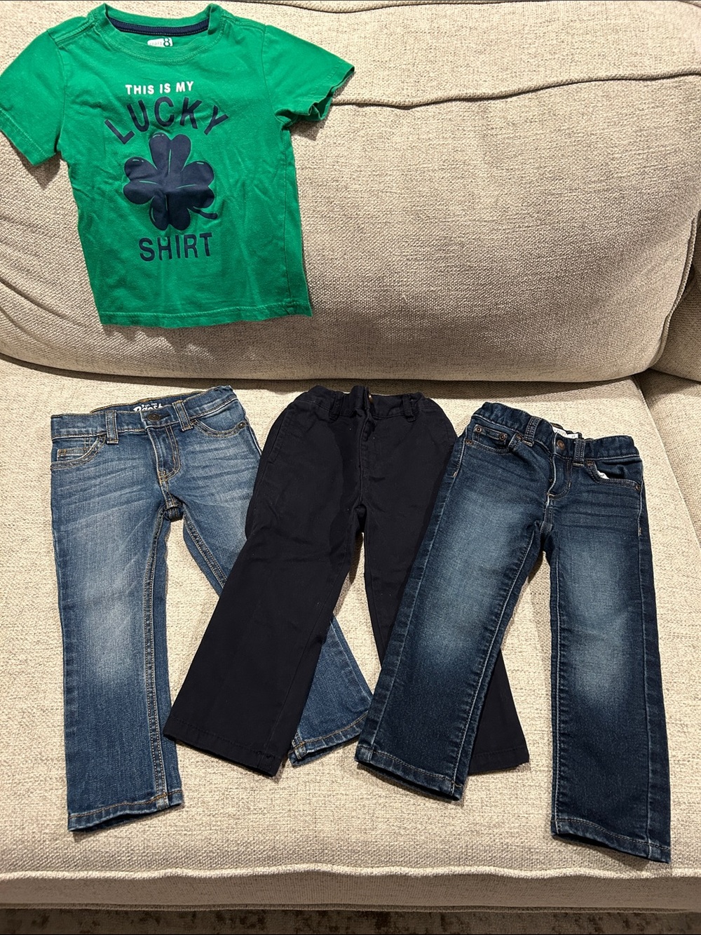 Green "This Is My Lucky Shirt" Boys Tee and Pant Bundle